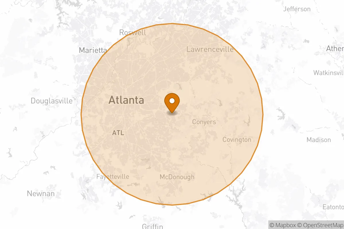service area service area map in Stonecrest, GA